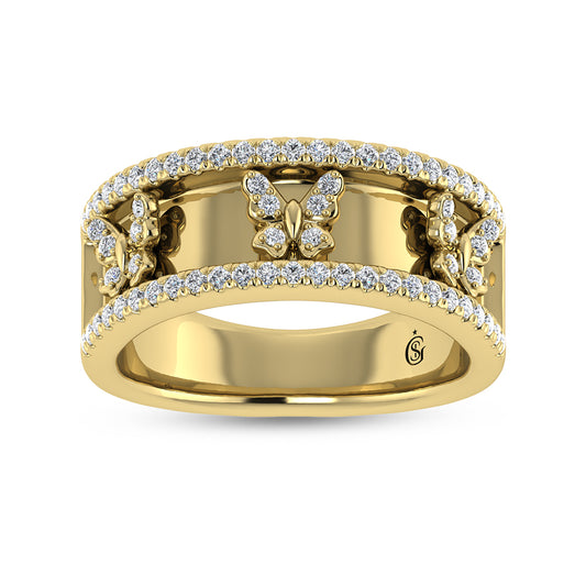 14K Yellow Gold Diamond 1/3 Ct.Tw. Butterfly Fashion Ring