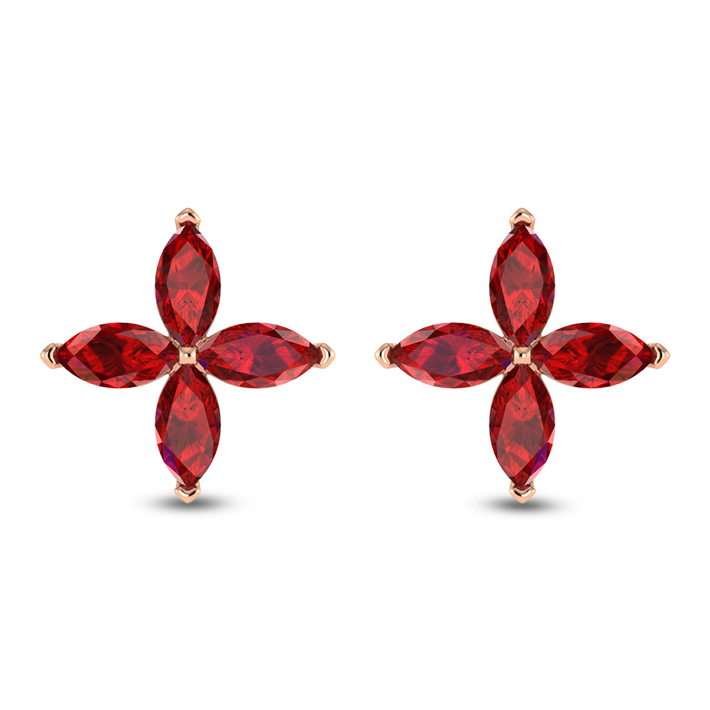 14K Rose Gold Diamond 1 3/8 Ct.Tw. & Ruby Fashion Earrings