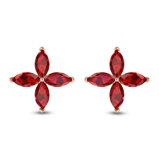 14K Rose Gold Diamond 1 3/8 Ct.Tw. & Ruby Fashion Earrings