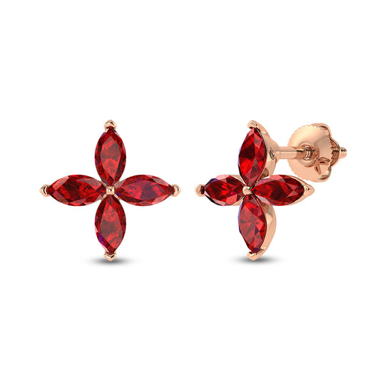 14K Rose Gold Diamond 1 3/8 Ct.Tw. & Ruby Fashion Earrings