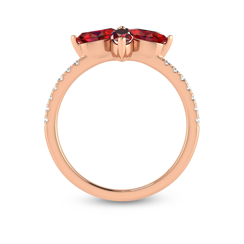 14K Rose Gold Diamond 1 1/3 Ct.Tw. & Ruby Fashion Ring