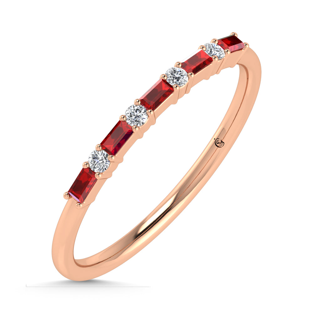 14K Rose Gold 1/5 Ct.Tw. Diamond and Ruby Stackable Band