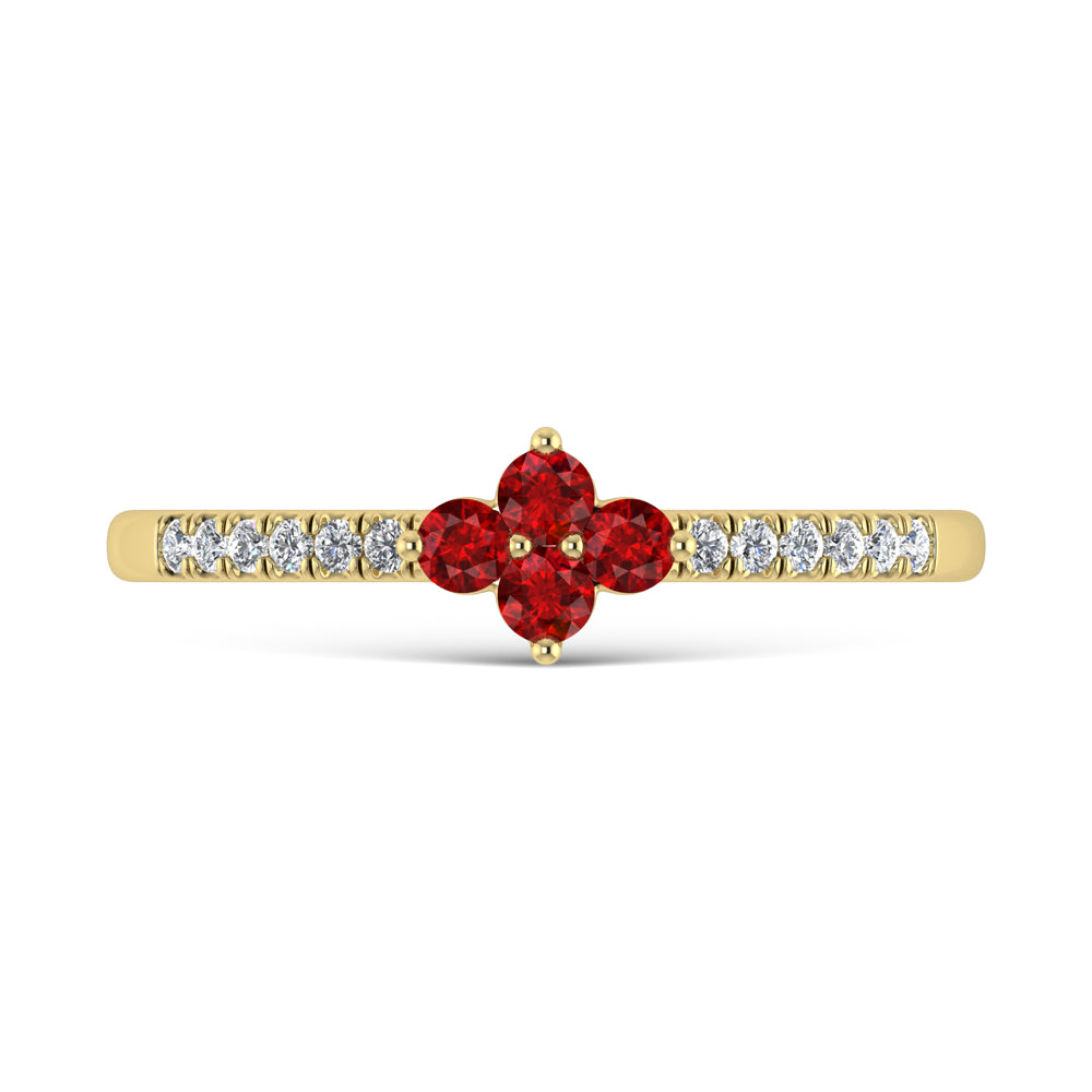 14K Yellow Gold 1/4 Ct.Tw. Diamond and Ruby Stackable Band