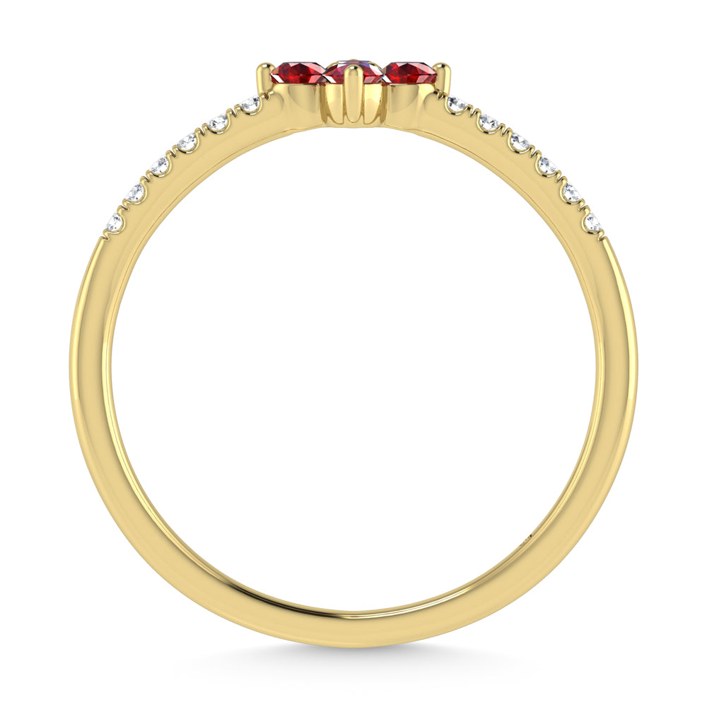 14K Yellow Gold 1/4 Ct.Tw. Diamond and Ruby Stackable Band