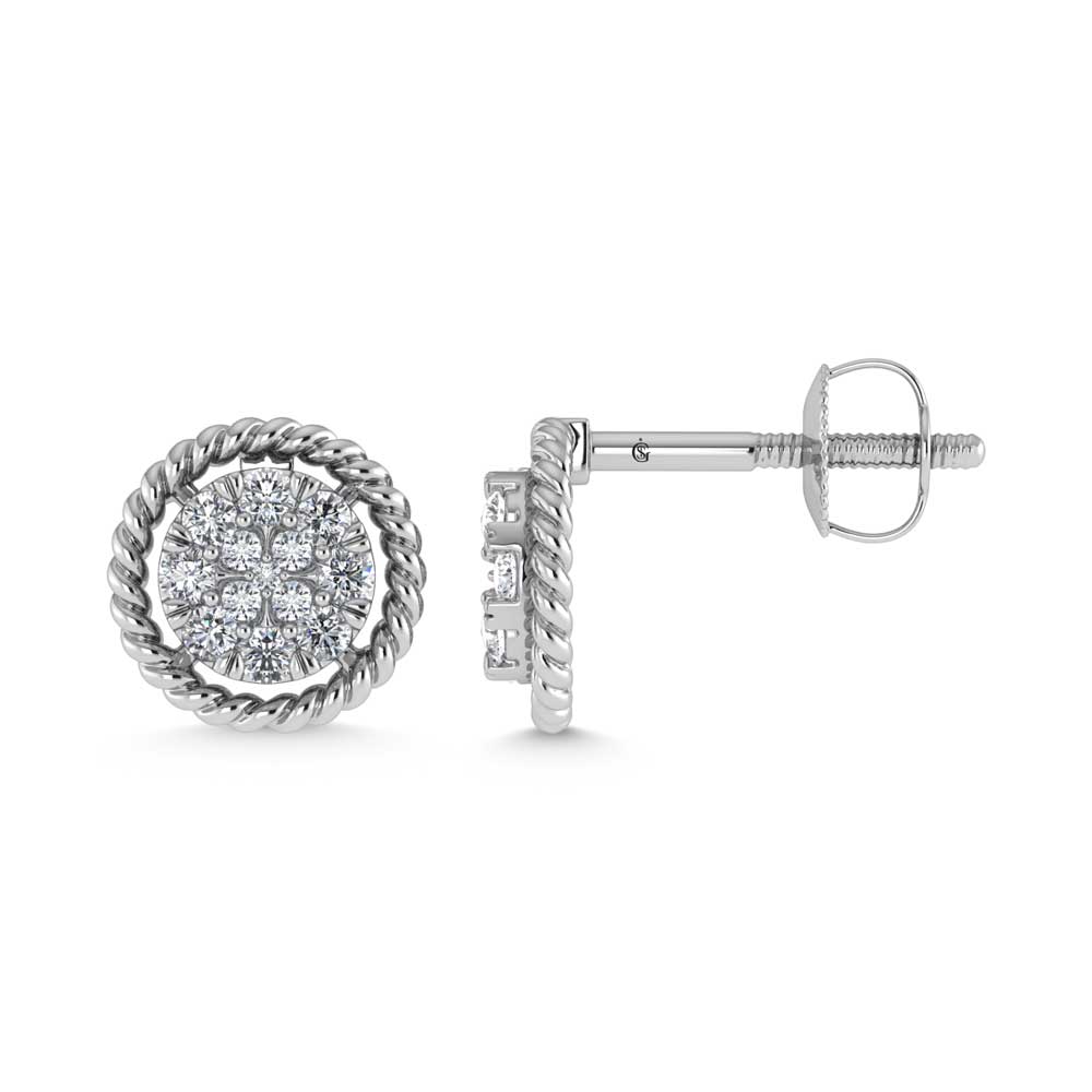 14K White Gold Diamond 1/5 Ct.Tw. Fashion Earrings