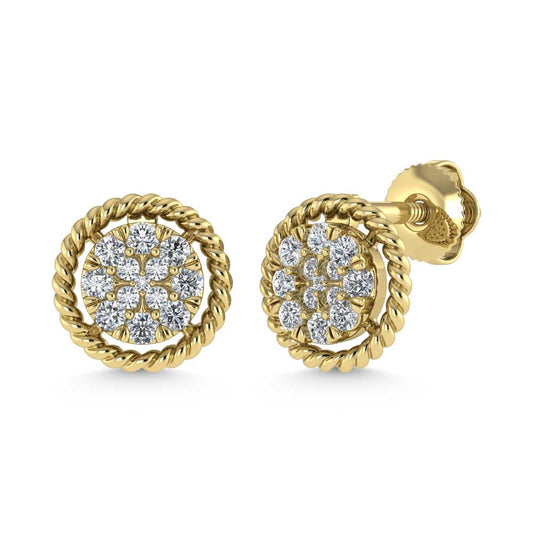 14K Yellow Gold Diamond 1/5 Ct.Tw. Fashion Earrings