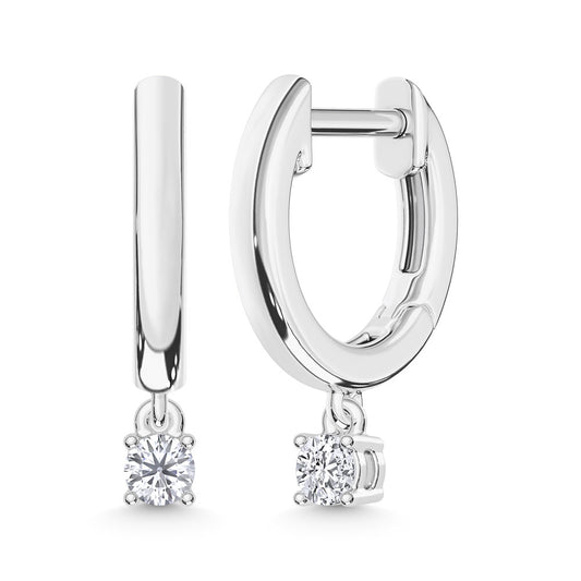 14K White Gold Lab Grown Diamond 1/6 Ct.Tw.Hoop Earrings