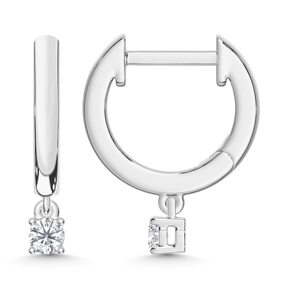 14K White Gold Lab Grown Diamond 1/6 Ct.Tw.Hoop Earrings