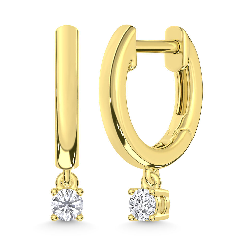 14K Yellow Gold Lab Grown Diamond 1/6 Ct.Tw.Hoop Earrings