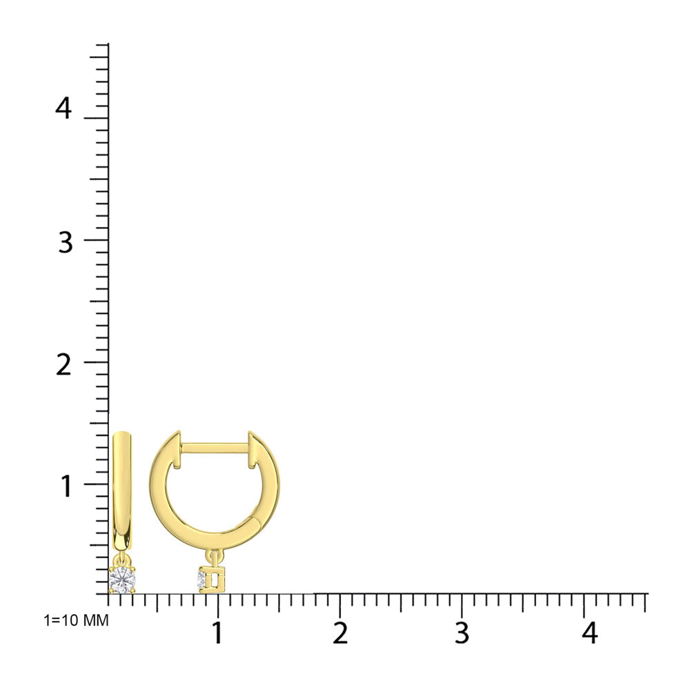 14K Yellow Gold Lab Grown Diamond 1/6 Ct.Tw.Hoop Earrings