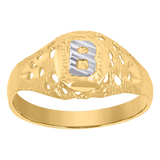 10Kt Gold Initial "B" Letter Ring