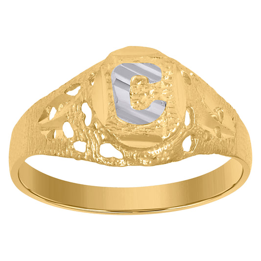 10Kt Gold Initial "C" Letter Ring