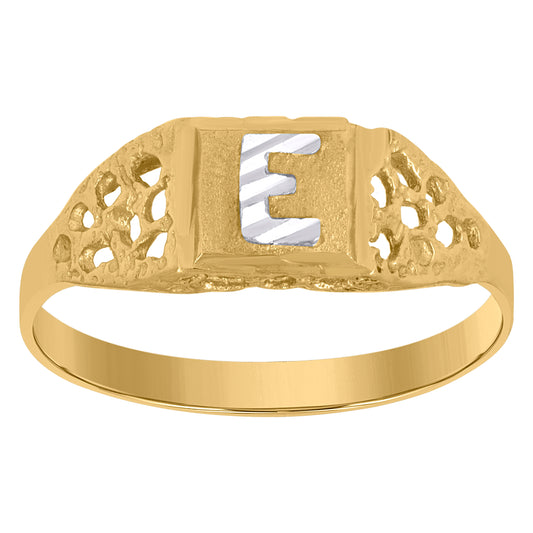 10Kt Gold Initial "E" Letter Ring