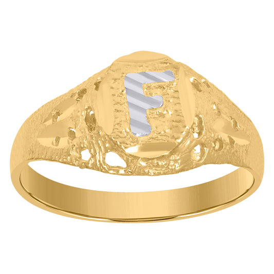 10Kt Gold Initial "F" Letter Ring