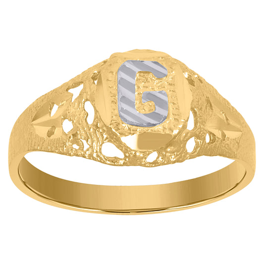 10Kt Gold Initial "G" Letter Ring