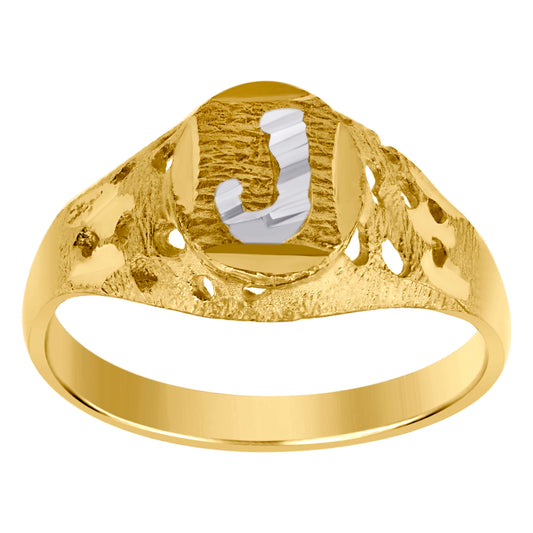 10Kt Gold Initial "J" Letter Ring