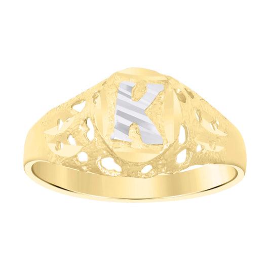 10Kt Gold Initial "K" Letter Ring