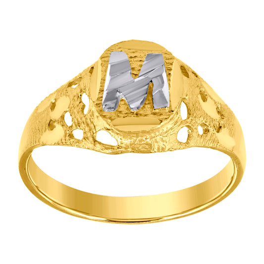 10Kt Gold Initial "M" Letter Ring