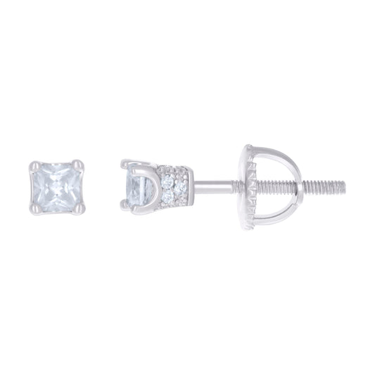 925 Sterling Silver Cz Earrings 3mm
