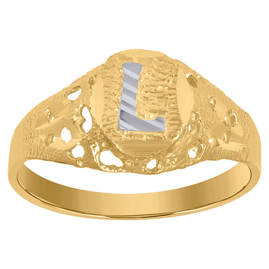 10Kt Gold Initial "L" Letter Ring