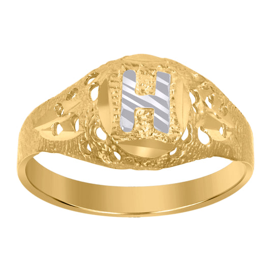 10Kt Gold Initial "H" Letter Ring