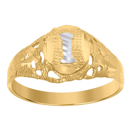 10Kt Gold Initial "I" Letter Ring