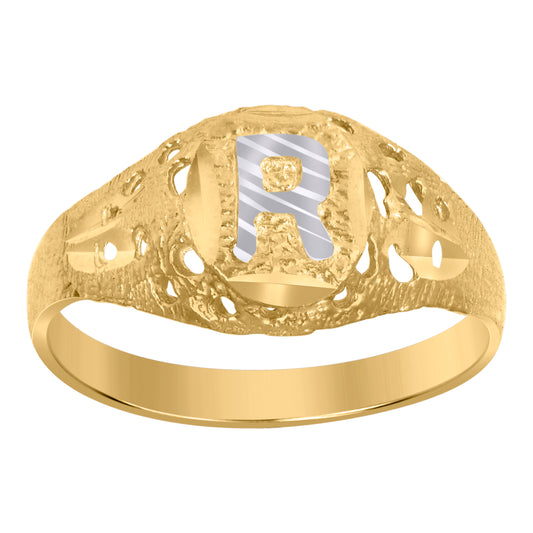 10Kt Gold Initial "R" Letter Ring