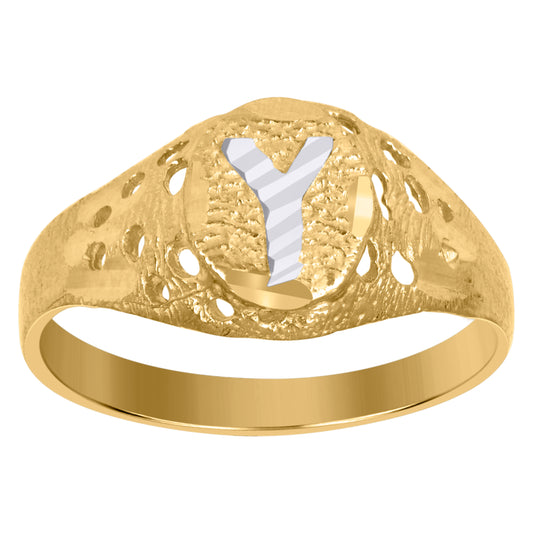 10Kt Gold Initial "Y" Letter Ring