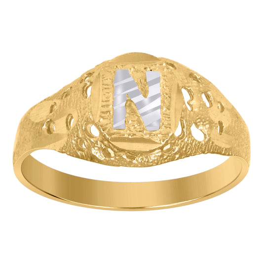 10Kt Gold Initial "N" Letter Ring