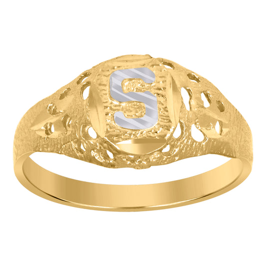 10Kt Gold Initial "S" Letter Ring
