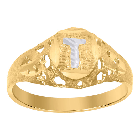 10Kt Gold Initial "T" Letter Ring