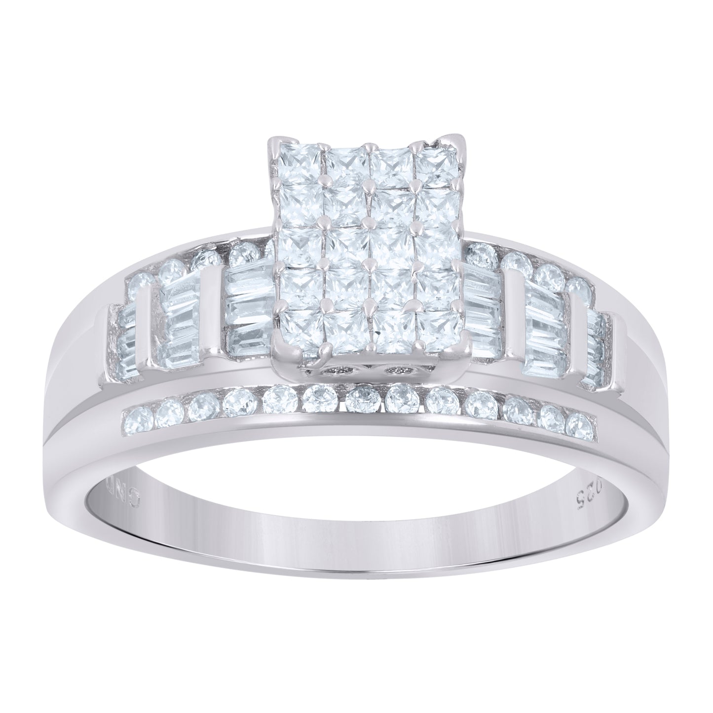 925 Sterling Silver Cz Ring S6