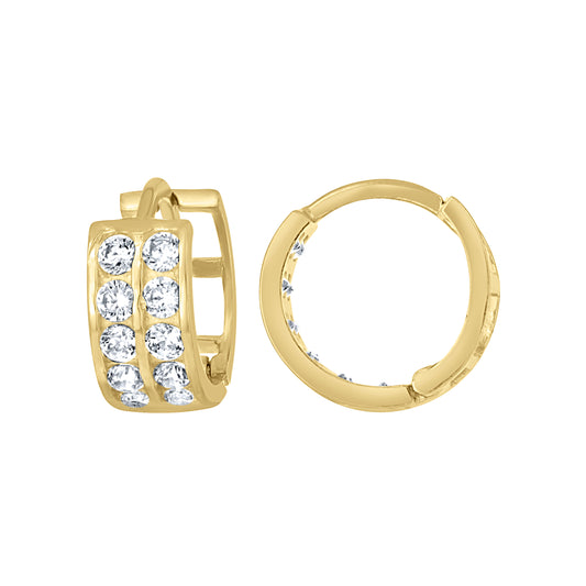 10Kt Gold Hoop Cz Earrings