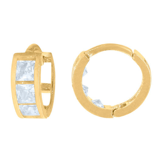 10Kt Gold Cz Hoop Earrings