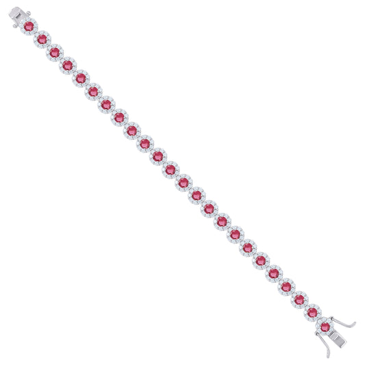 925 Sterling Silver Cz Flower Bracelet 7"