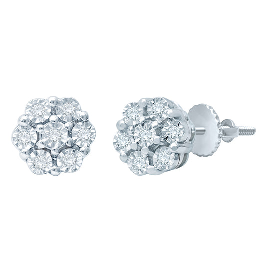 925 SS 0.09CT D-EARRING RDS