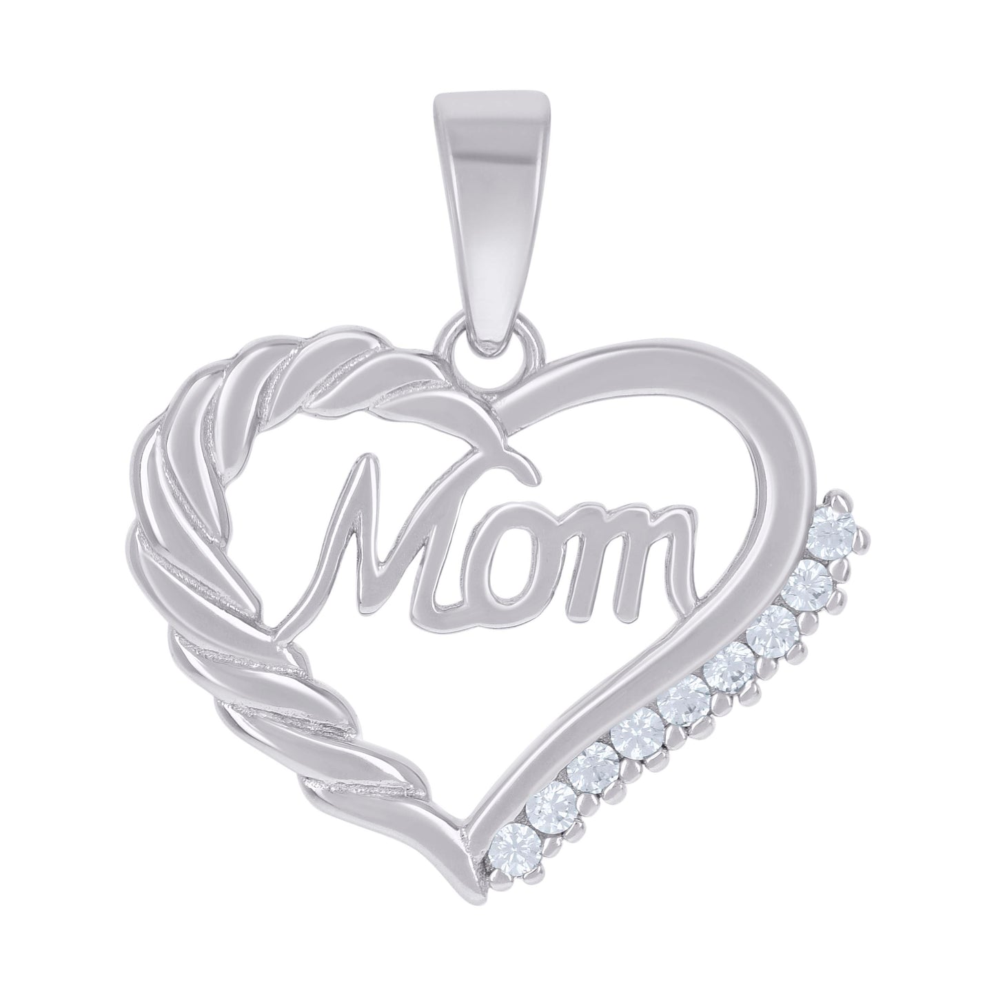 925 Cz Mom Heart Pendant
