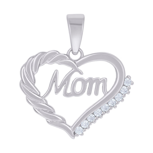 925 Cz Mom Heart Pendant