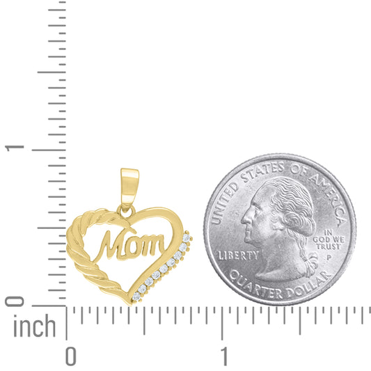 925-Cz Mom Heart Pendant