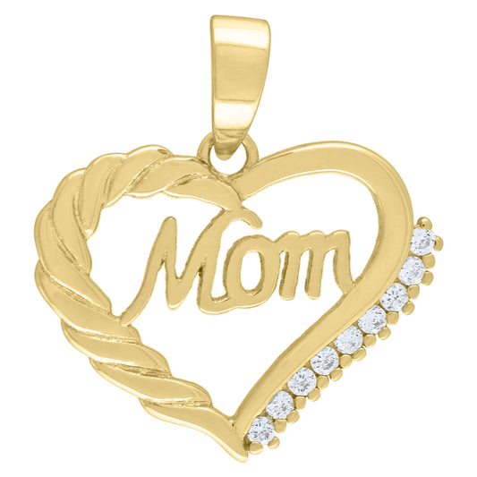 925-Cz Mom Heart Pendant