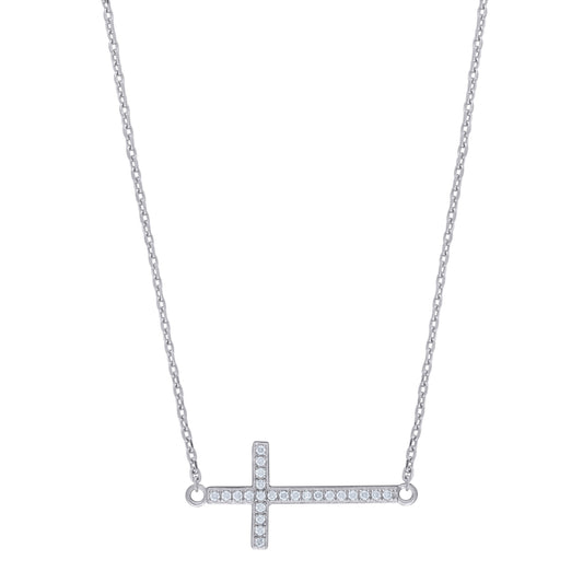 925 Sterling Silver Cz Necklace 18"(16"+2")