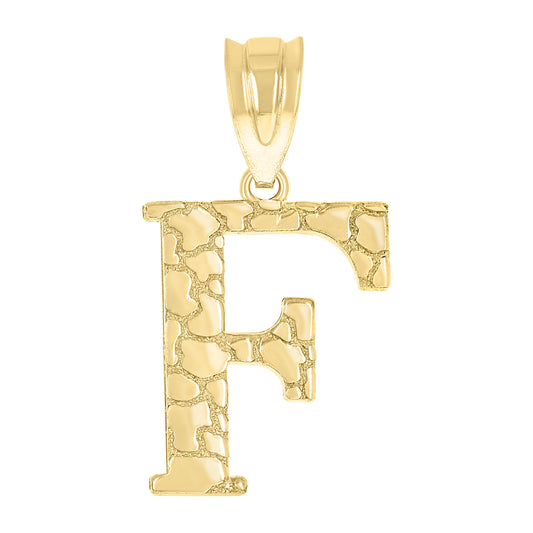 10Kt Gold Initial Letter Pendant "F"