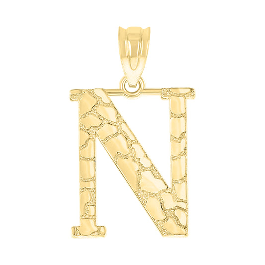 10Kt Gold Initial Letter Pendant "N"