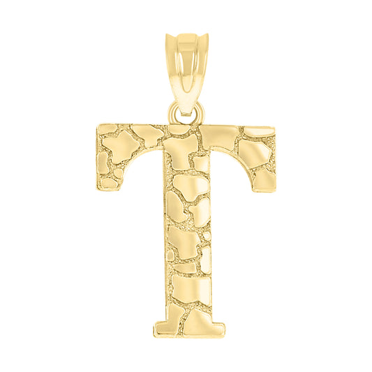 10Kt Gold Initial Letter Pendant "T"