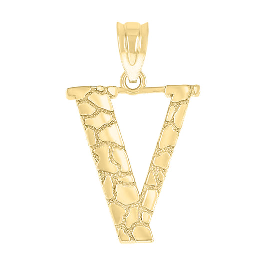 10Kt Gold Initial Letter Pendant "V"