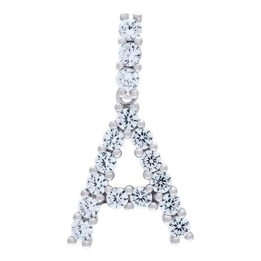 925 Sterling Silver Cz Initial Letter "A" Pendant