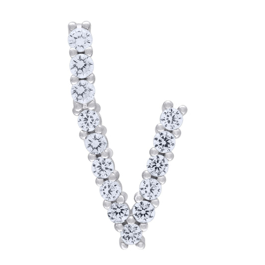 925 Sterling Silver Initial Letter "V" Pendant