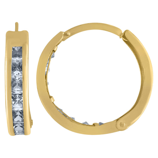10Kt Gold Cz Hoop Earrings
