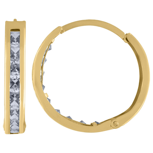 10Kt Gold Cz  Hoop Earrings