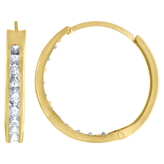 10Kt Gold Cz  Hoop Earrings